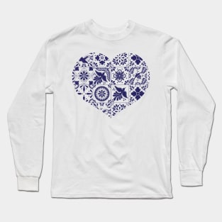 Mexican Talavera Tiles Heart Long Sleeve T-Shirt